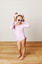 Load image into Gallery viewer, Ribbons and Bows LS Rashgaurd Swim by Swoon Kids
