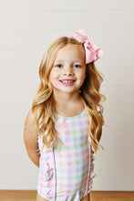 Load image into Gallery viewer, Pastel Gingham Ruffle Shoulder Swimsuit by Swoon Kids
