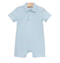 Load image into Gallery viewer, Seaside Stripe Michael Polo Romper by Jellybean
