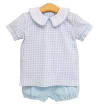 Load image into Gallery viewer, Powder Blue Plaid Bloomer Set by Jellybean
