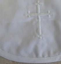Load image into Gallery viewer, White Embroidered Cross Christening Bib (Flat Edge)
