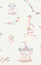 Load image into Gallery viewer, Carousel with Bows 2 Way Ruffle Back Zipper Footie by Angel Dear
