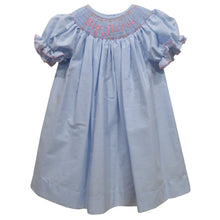 Load image into Gallery viewer, Big Sister Smocked Light Blue Check Girls Bishop
