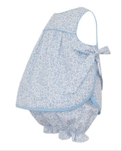 Load image into Gallery viewer, Light Blue Floral Apron Bow Bloomer Set by Petit Bebe
