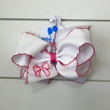 Load image into Gallery viewer, Moonstitch Embroidered Pink Bow Hair Bow by Wee Ones (2 Sizes)
