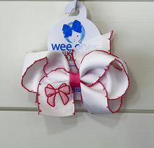 Load image into Gallery viewer, Moonstitch Embroidered Pink Bow Hair Bow by Wee Ones (2 Sizes)
