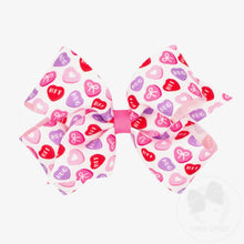 Load image into Gallery viewer, Conversation Heart Hair Bow by Wee Ones (2 Sizes)
