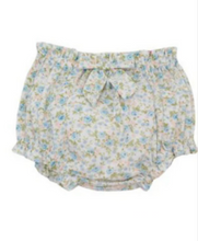 Load image into Gallery viewer, Floral Bloomers w/ Light Blue Stripe Knit Blouse Set by Petit Bebe
