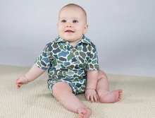 Load image into Gallery viewer, Pebble Camo Polo Romper by Goosies
