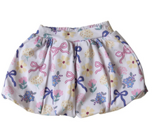 Load image into Gallery viewer, Purple Petals and Bows Bubble Skort Set by Emma Jean
