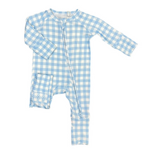 Load image into Gallery viewer, Blue Gingham Bamboo Zippy by Twinkling Star
