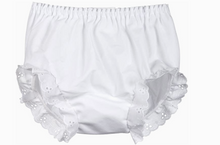Load image into Gallery viewer, White Double Seated Diaper Cover Panty w/ Eyelet Trim by Zsa Zsa &amp; LoLLi

