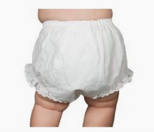 Load image into Gallery viewer, White Double Seated Diaper Cover Panty w/ Eyelet Trim by Zsa Zsa &amp; LoLLi
