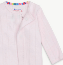 Load image into Gallery viewer, Love Lines Pink Organic Cotton Magnetic Pointelle Footie by Magneitc Me
