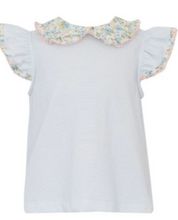 Load image into Gallery viewer, Floral Bloomers w/ Light Blue Stripe Knit Blouse Set by Petit Bebe
