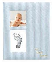 Load image into Gallery viewer, Blue Seersucker Baby Book with Ink Pad
