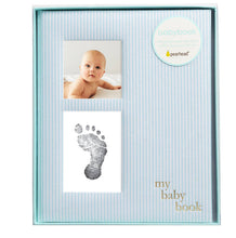 Load image into Gallery viewer, Blue Seersucker Baby Book with Ink Pad
